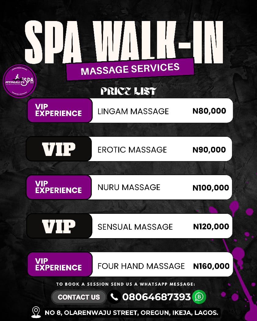 Spa Walk-In VIP Experience Price List